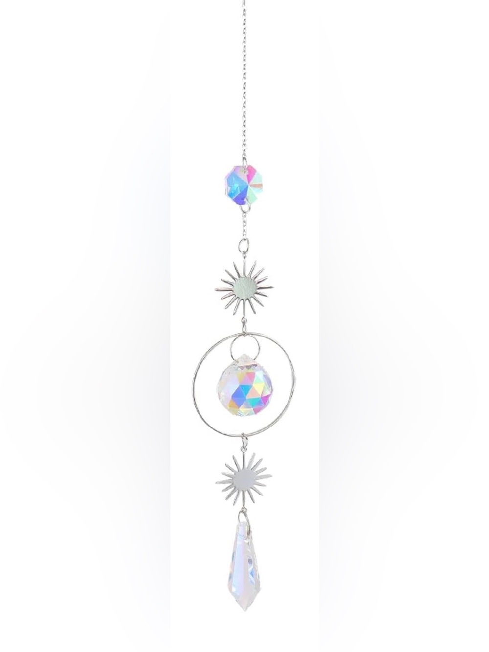 Iridescent Crystal Sunburst Drop Sun Catcher